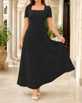 Polka Dot Black Maxi Dress