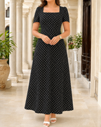 Polka Dot Black Maxi Dress