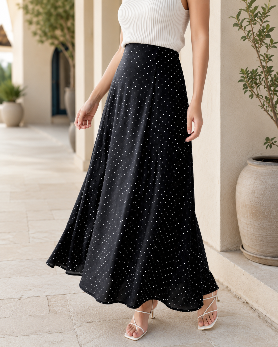 Polka Dot Flowy Skirt