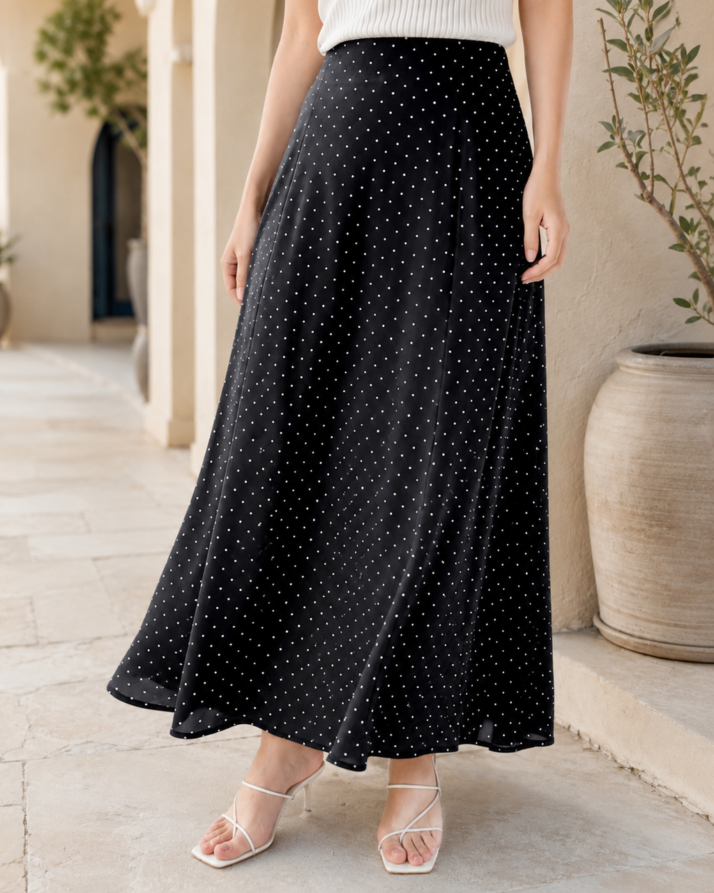 Polka Dot Flowy Skirt