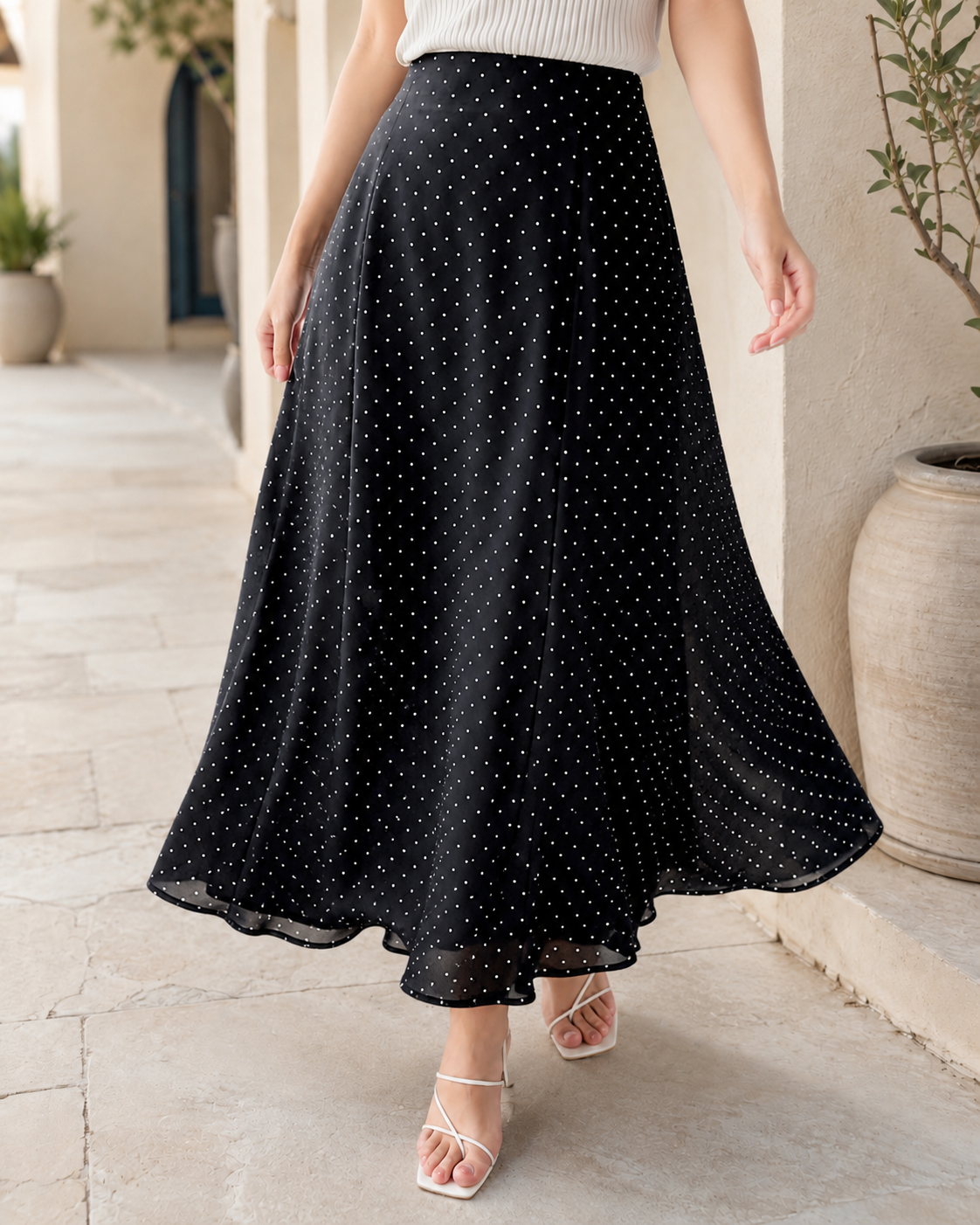 Polka Dot Flowy Skirt