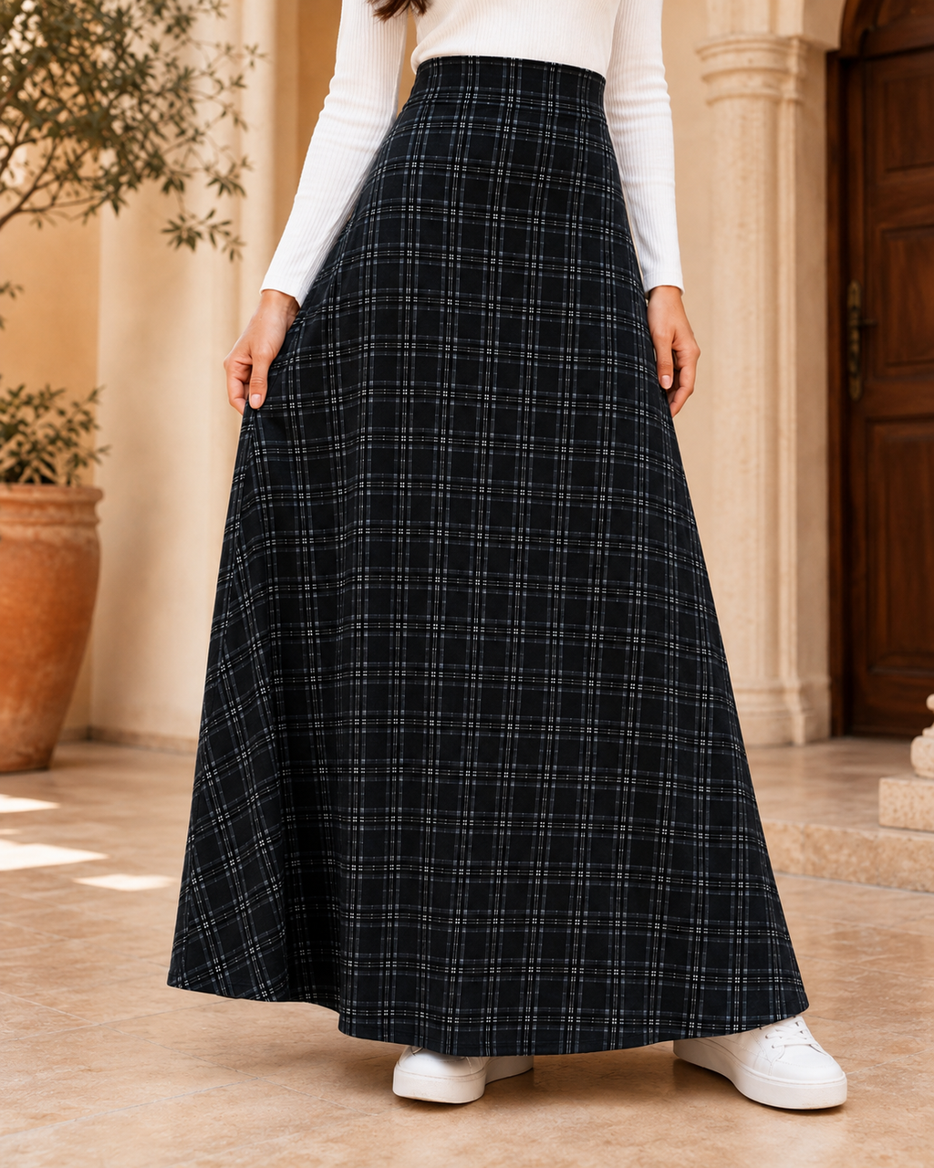 Midnight Plaid Maxi Skirt