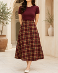 Vintage Check Flare Skirt