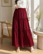 Plain Chiffon Skirt With Lining