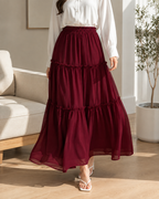 Plain Chiffon Skirt With Lining