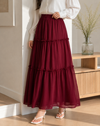 Plain Chiffon Skirt With Lining