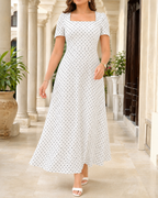 Polka Dot Off-White Maxi Dress