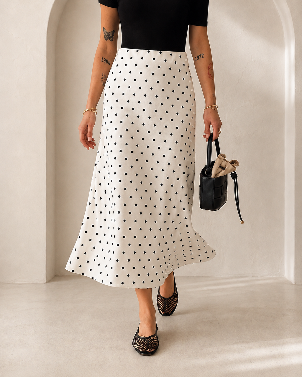 White Polka Dot Skirt