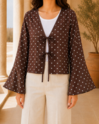 Polka Dot Brown Bow Top