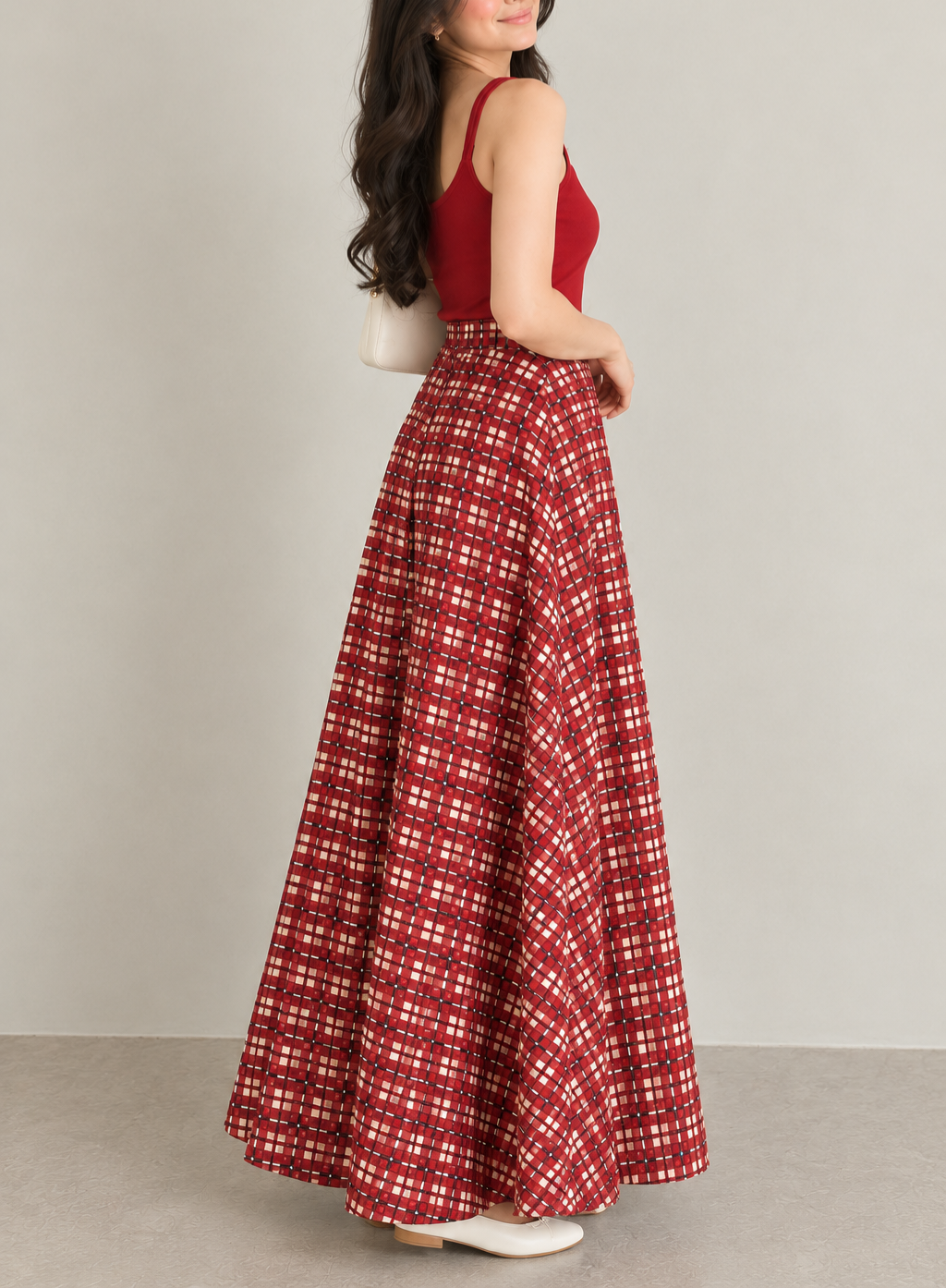 Vintage Check Umbrella Skirt