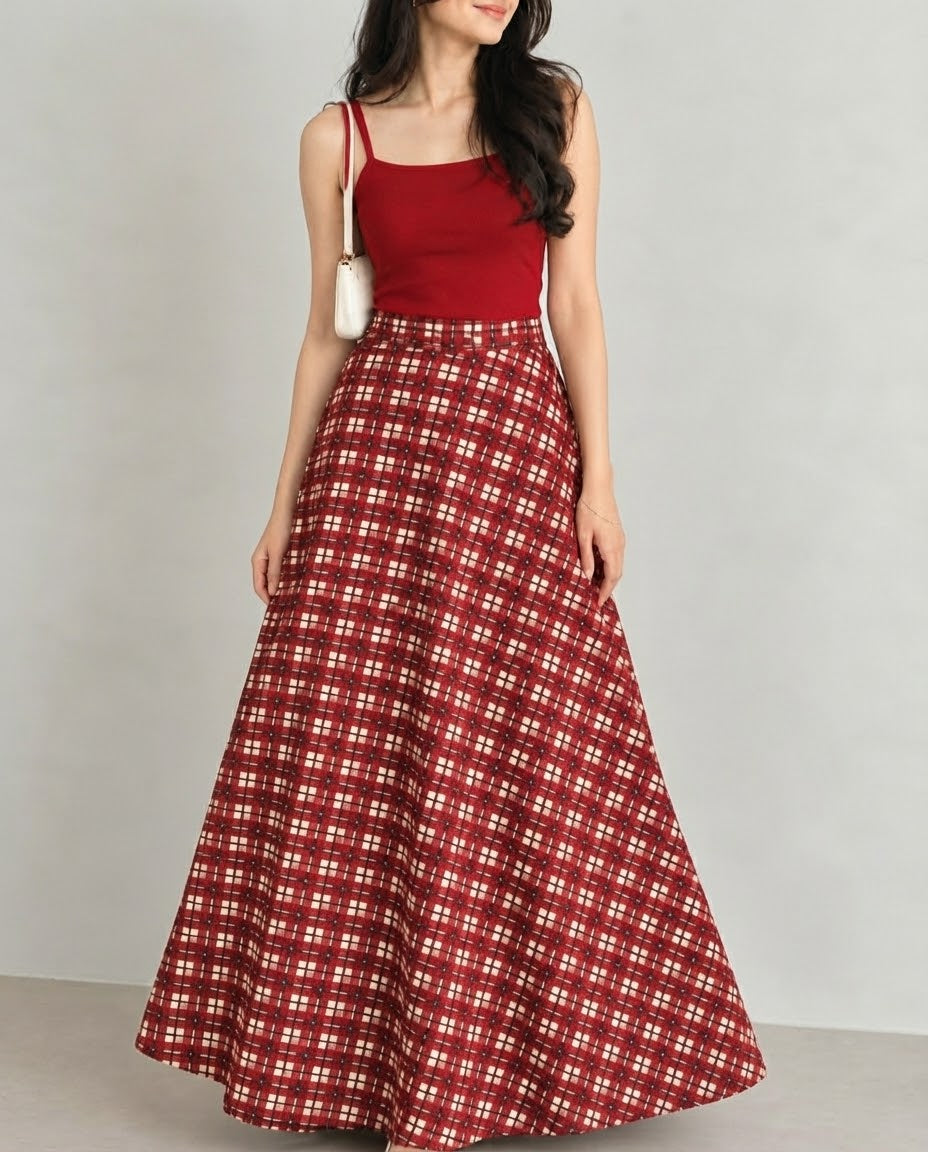Vintage Check Umbrella Skirt