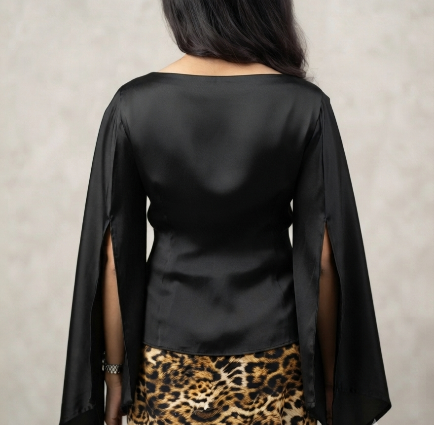 Open Style Black Silk Top