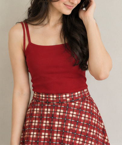 Vintage Check Umbrella Skirt