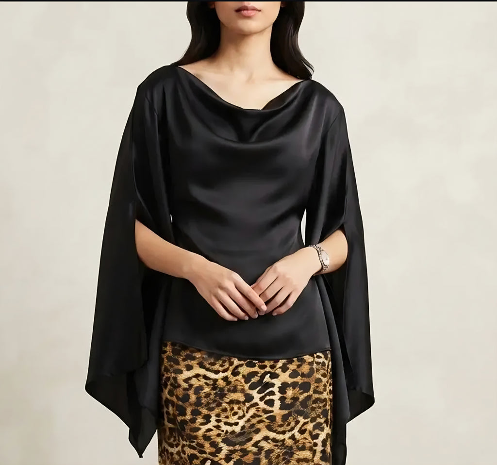 Open Style Black Silk Top