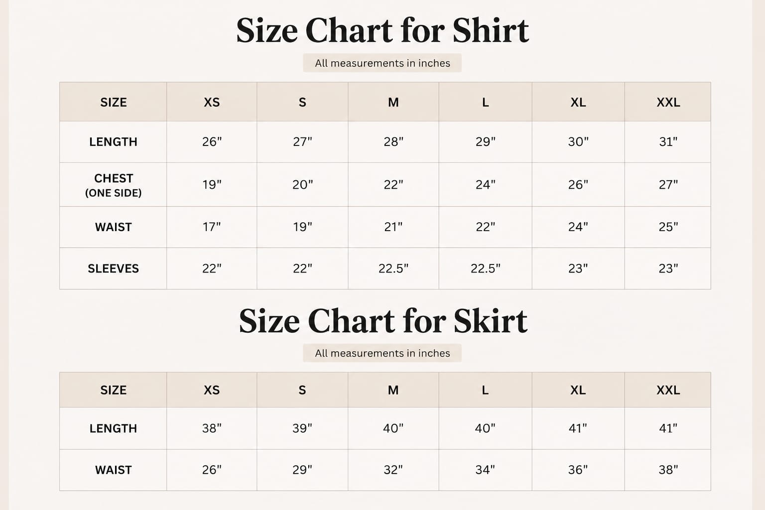 Size Chart